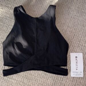 Athleta Black Cross-Front Crop Top size xs